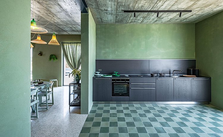 bulthaup kitchen dark oak in green clay house